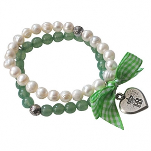Hofbräuhaus Armband Perle mit Vichy grün